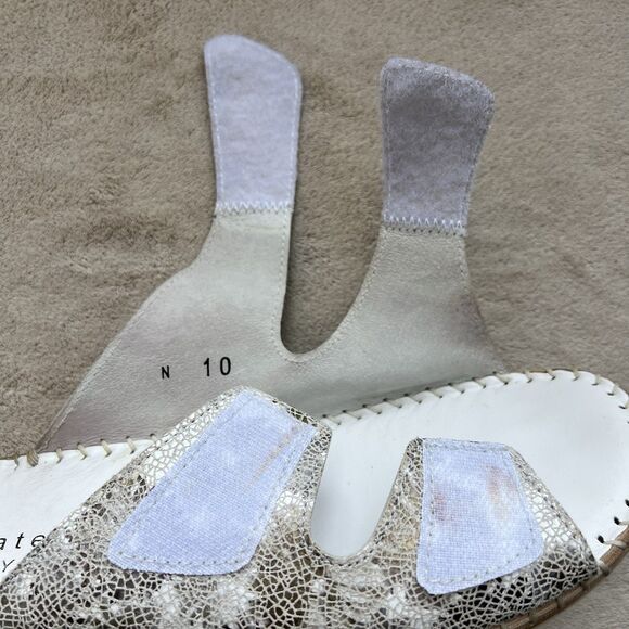 David Tate White w/ Crackle Bronze Leather Wedge Heel Slide Sandals Women 10 N - Picture 9 of 16